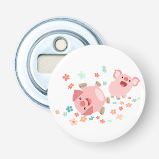 Zwei Niedliche Schweine im Spring Button Bottle Op Flaschenöffner