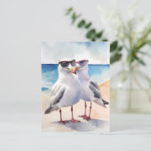 Zwei Niedliche Seagulas Inlove Postkarte (Stehend Vorderseite)