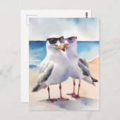 Zwei Niedliche Seagulas Inlove Postkarte (Vorne/Hinten)