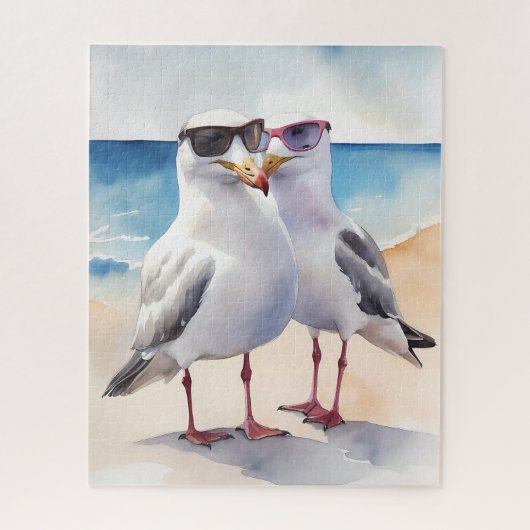 Zwei Niedliche Seagulas Inlove Puzzle (Vertikal)