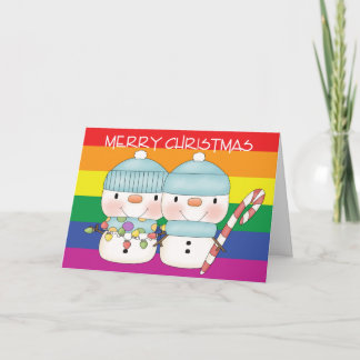 Zwei Niedliche Snowmen Gay Pride Weihnachten