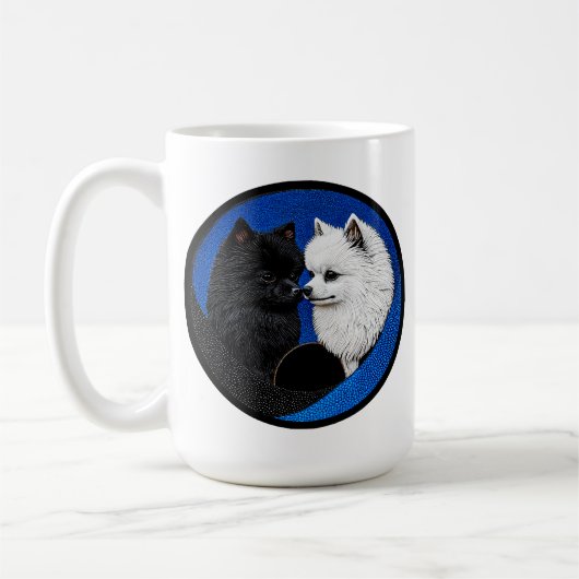 Zwei niedliche Spitzhunde Kaffeetasse (Links)