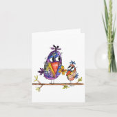 Zwei Niedliche und Whimsikale Vögel Karte (Vorderseite)
