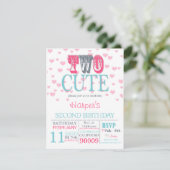 Zwei Niedliche Valentinstag, 2. Geburtstag Einladu Einladung (Stehend Vorderseite)