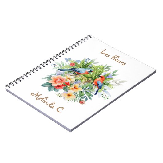 Zwei Niedliche Vögel mit tropischen Blume Notebook Notizblock (Linke Seite)