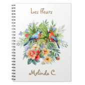 Zwei Niedliche Vögel mit tropischen Blume Notebook Notizblock (Vorderseite)