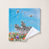 Zwei niedliche Zebras, die zusammen Sommer gehen Badhandtuch Set (Waschlappen)