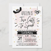 Zwei Niedliche zu sprechen Mädchen Halloween 2. Ge Einladung (Vorderseite)