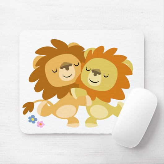Zwei niedlicher Cartoon-LöwenTango Mousepad (Mit Mouse)