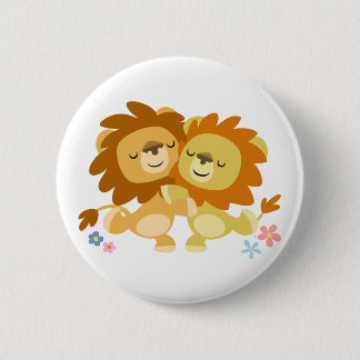 Zwei niedliches Cartoon-Löwentango-Knopf-Abzeichen Button