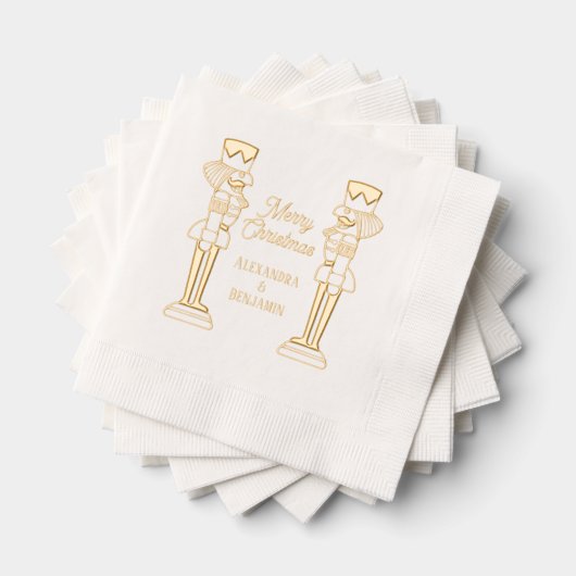 Zwei Nutcracker Frohe Weihnachtscoupel oder Famili Servietten Mit Folie (Insitu (Gestapelt))