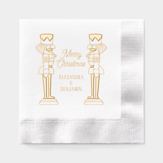 Zwei Nutcracker Frohe Weihnachtscoupel oder Famili Servietten Mit Folie (Vorderseite)