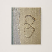 Zwei Oberherzen gezeichnet am Strand Puzzle (Vertikal)