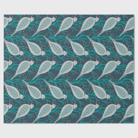 Zwei (oder mehr) Schildkrötentauben in aquamarinen Geschenkpapier (Flach)