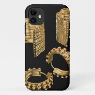 Zwei offene facettierte Armbänder und ein Paar iPhone 11 Hülle
