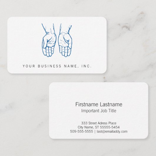 Zwei offene Hände (blau) Visitenkarte (Vorne/Hinten)