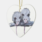 "Zwei Opossum-" Herz-Verzierung Keramik Ornament (Links)