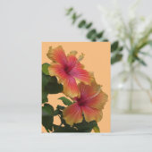 Zwei orange Hibiskus Blume Kruste. DIY Postcard Postkarte (Stehend Vorderseite)