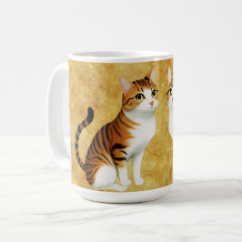 Zwei orangefarbene Katzen im goldenen Hintergrund Kaffeetasse