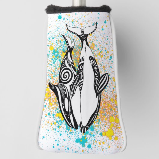Zwei Orca Whale Farbschlag Golf Headcover (Rotieren 90)