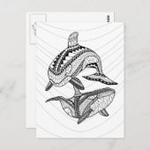 Zwei Orcas Erwachsene - Farbgebung Postkarte (Vorne/Hinten)