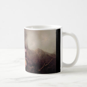 Zwei Orchideen und eine Gebirgslandschaft Kaffeetasse