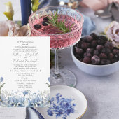 Zwei Orte Dusty Blue Floral Beide Eltern Hochzeit Einladung