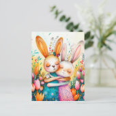 Zwei Osterbände in Tulip Field Postkarte (Stehend Vorderseite)