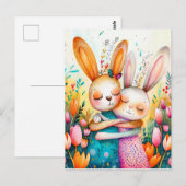 Zwei Osterbände in Tulip Field Postkarte (Vorne/Hinten)