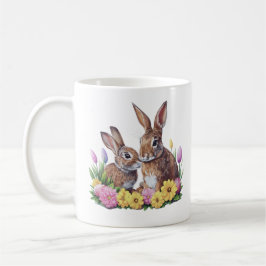 Zwei Osterhasen mit Blume Kaffeetasse