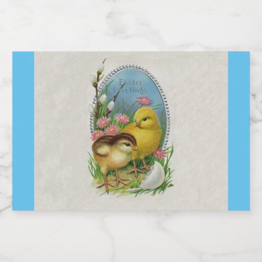 Zwei Osterstäbchen, die Hübsche Blume mit Ei hacke Lebensmitteletikett (Einzelnes Label)