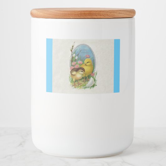 Zwei Osterstäbchen, die Hübsche Blume mit Ei hacke Lebensmitteletikett (Vorderseite)