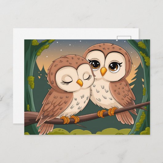 Zwei Owls Postkarte (Vorne/Hinten)