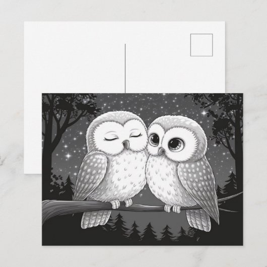 Zwei Owls Postkarte (Vorne/Hinten)