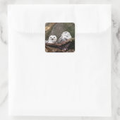 Zwei Owls Quadratischer Aufkleber (Tasche)