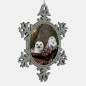 Zwei Owls Schneeflocken Zinn-Ornament (Links)