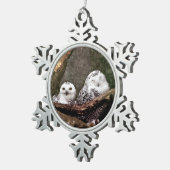 Zwei Owls Schneeflocken Zinn-Ornament (Rechts)