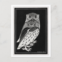 Zwei Owls Vintage Illustration Postkarte