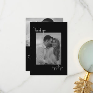 Zwei paarschwarze Fotos Hochzeitsnachricht Danke