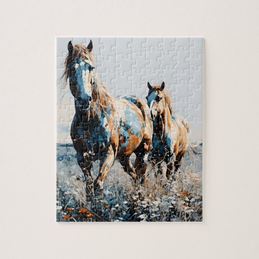Zwei Paint Horses Puzzle (Vertikal)