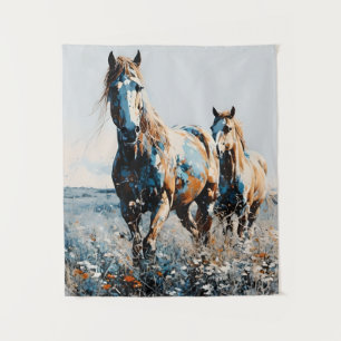 Zwei Paint Horses Wandteppich