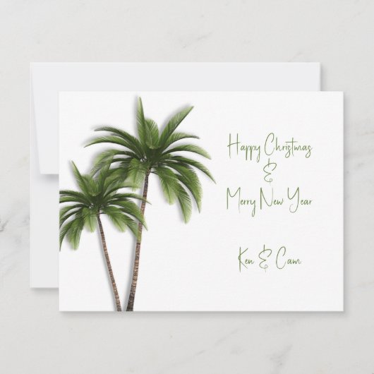 Zwei Palm Trees Einfache Weihnachtsgrüße Karte (Vorderseite)