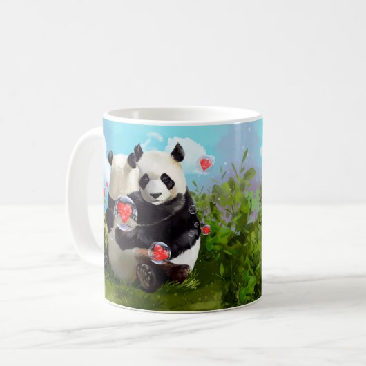 Zwei Pandas in der Liebe Kaffeetasse (Vorderseite Links)