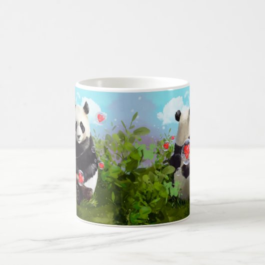Zwei Pandas in der Liebe Kaffeetasse (Mittel)