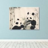 Zwei Pandas-Leinwand Leinwanddruck (Insitu (Holzboden))