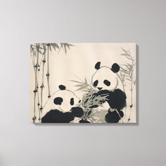 Zwei Pandas-Leinwand Leinwanddruck (Vorderseite)