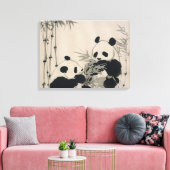 Zwei Pandas-Leinwand Leinwanddruck (Insitu (Wohnzimmer))