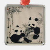 Zwei Pandas Ornament Aus Metall (Vorne)