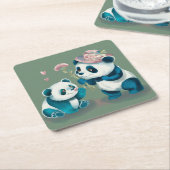 Zwei Pandas Papier Untersetzer (angewinkelt)