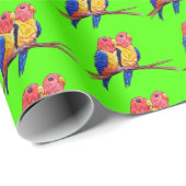 Zwei Papageien auf einer Perch Geschenkpapier (Rolleneckpunkt)